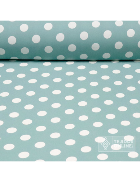 Crespón Verde Hade Lunar Blanco Lycra Big - Telas de Lunares Crespón Verde Hade Lunar Blanco Lycra Big - Telas de Lunares
