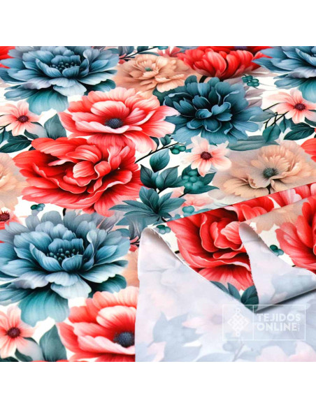 Crep Lycra Flor Rosa American - Telas de Licra en Ofertas Crep Lycra Flor Rosa American - Telas de Licra en Ofertas