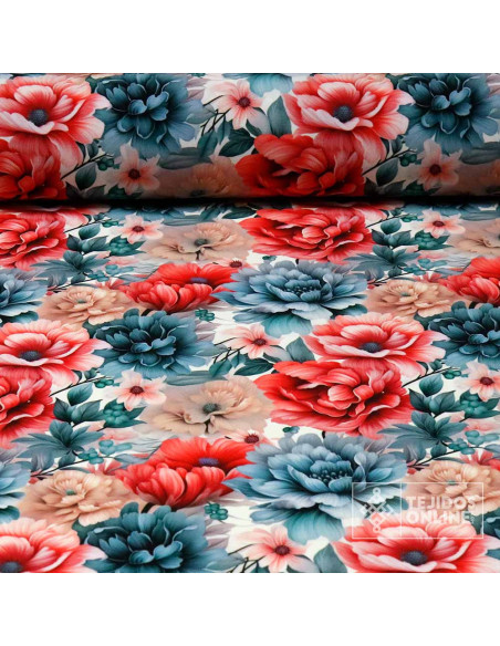 Crep Lycra Flor Rosa American - Telas de Licra en Ofertas Crep Lycra Flor Rosa American - Telas de Licra en Ofertas