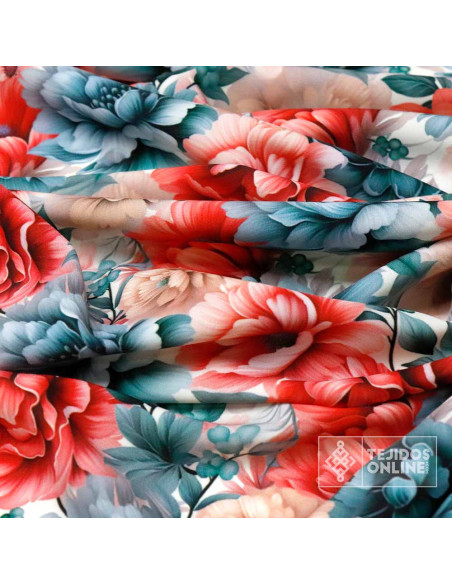Crep Lycra Flor Rosa American - Telas de Licra en Ofertas Crep Lycra Flor Rosa American - Telas de Licra en Ofertas