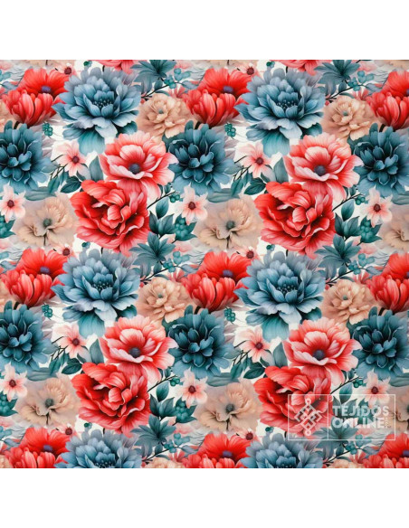 Crep Lycra Flor Rosa American - Telas de Licra en Ofertas Crep Lycra Flor Rosa American - Telas de Licra en Ofertas