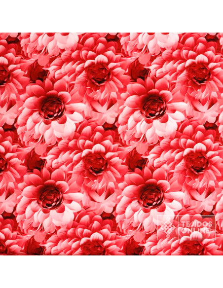 Crep Lycra Flor Roja | Telas de Flamenca Estampadas Crep Lycra Flor Roja | Telas de Flamenca Estampadas