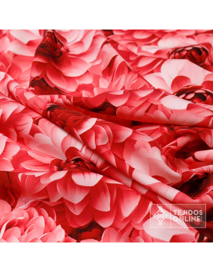 Crep Lycra Flor Roja | Telas de Flamenca Estampadas