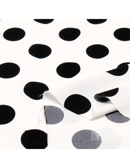 Crespón Blanco Lunar Blanco | Telas de Flamenca con Lycra - Imagen 2