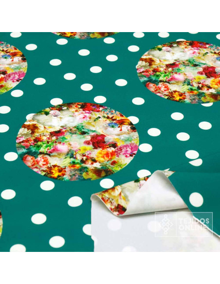 Crep Lycra Rociero Lunar Blanco - Telas Estampadas - Flamenca - Imagen 1