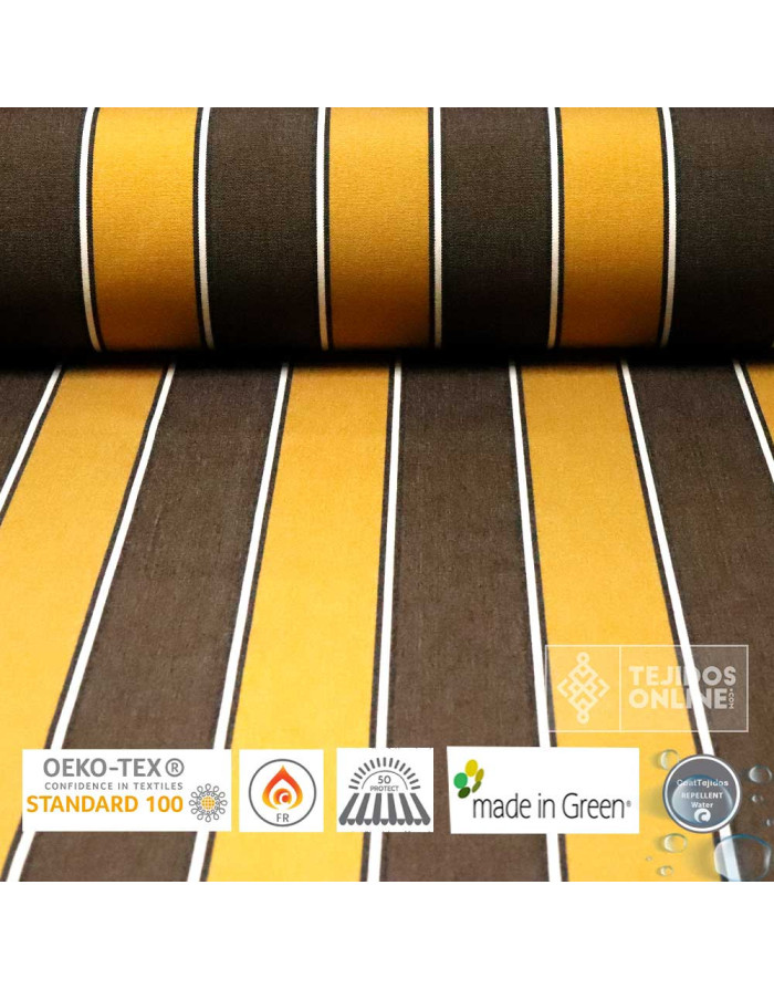 Telas de Toldos - Telas para Toldo Rayas Marrón Camel - Imagen 1