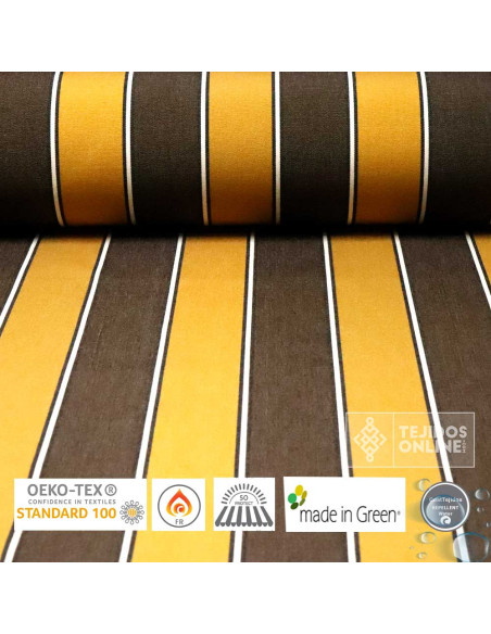 Telas de Toldos - Telas para Toldo Rayas Marrón Camel - Imagen 1