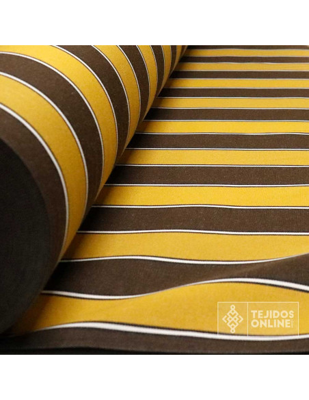 Telas de Toldos - Telas para Toldo Rayas Marrón Camel - Imagen 4