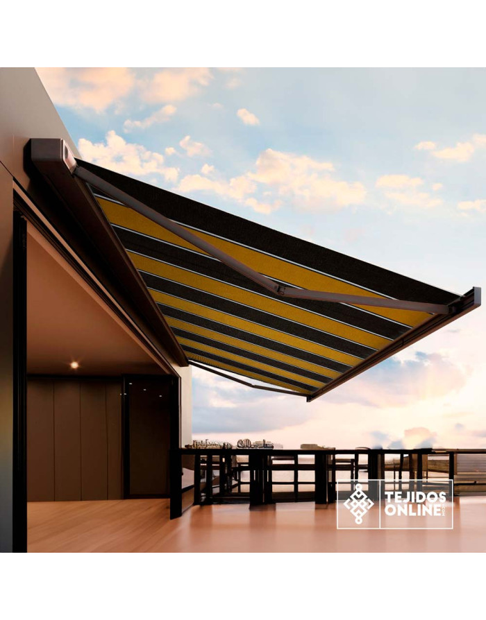 Telas de Toldos - Telas para Toldo Rayas Marrón Camel - Imagen 2