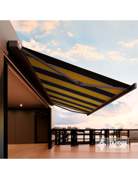 Telas de Toldos - Telas para Toldo Rayas Marrón Camel - Imagen 2