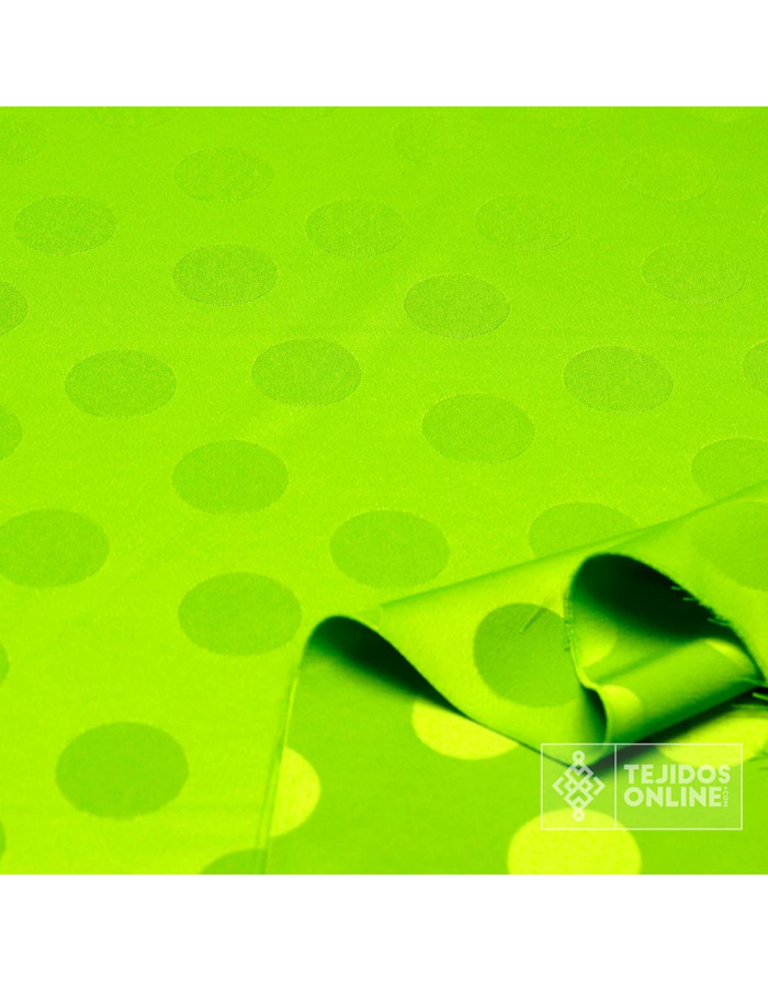Tela de Satén Jacquard Verde Lima Flúor - Telas para Flamenca