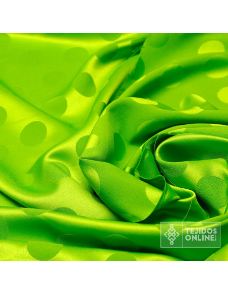 Tela de Satén Jacquard Verde Lima Flúor - Telas para Flamenca Tela de Satén Jacquard Verde Lima Flúor - Telas para Flamenca