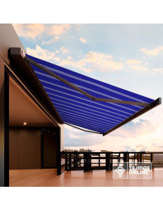 Lona Toldo Azul Rayas Blancas - Telas para Toldos 2
