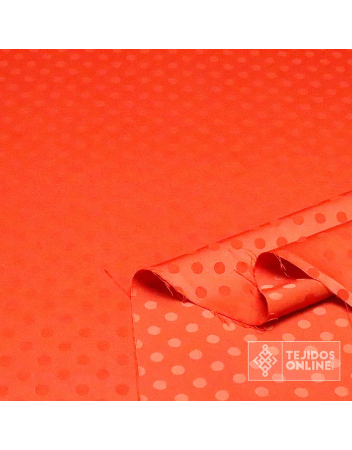 Satén Lycra Naranja Lunar Lenteja | Telas de Flamenca - Imagen 1