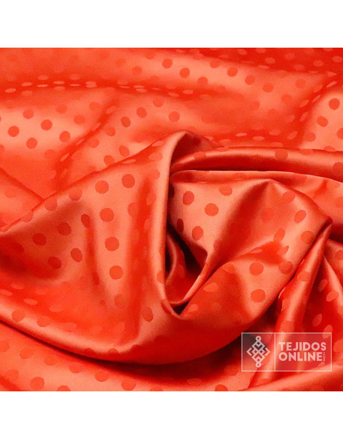 Satén Lycra Naranja Lunar Lenteja | Telas de Flamenca - Imagen 3