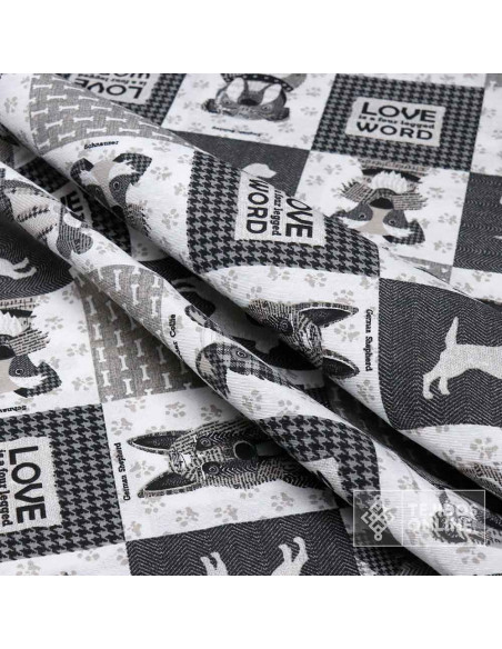 Telas de Perros - Telas de Animales - Loneta Perros Love Word