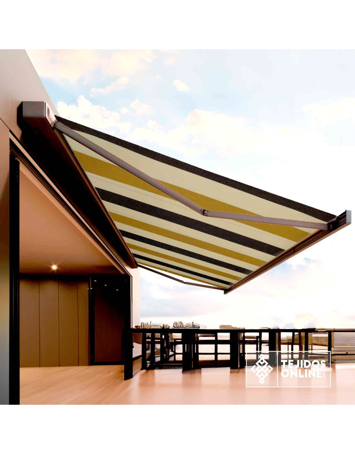 Telas de Toldos - Lona de Toldo Rayas Albero Marrón - Toldos - Imagen 2