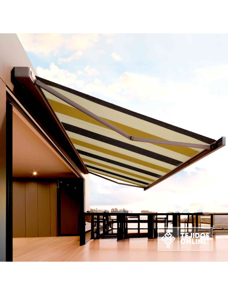 Telas de Toldos - Lona de Toldo Rayas Albero Marrón - Toldos - Imagen 2