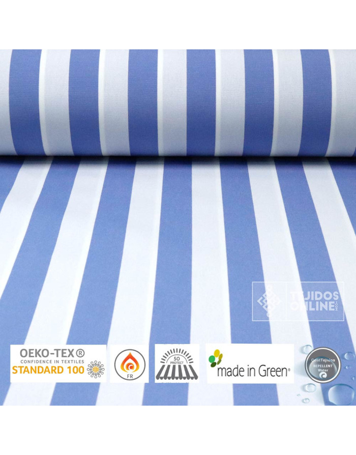 Telas para Toldos - Toldo Rayas Celeste - Toldo de Rayas