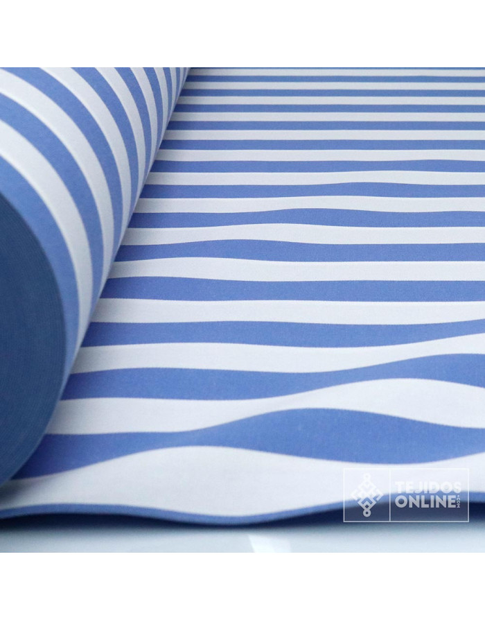 Telas para Toldos - Toldo Rayas Celeste - Toldo de Rayas
