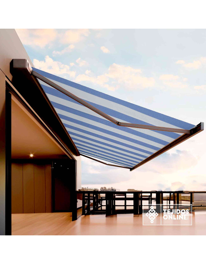 Telas para Toldos - Toldo Rayas Celeste - Toldo de Rayas
