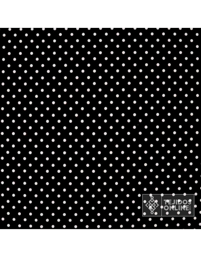 Tela Negra Lunar Blanco Lenteja - Telas de Flamenca - Tejidos