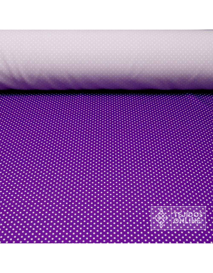 Tela Morada Lunar Blanco Pequeño - Telas de Lunares - Lunares - Imagen 1