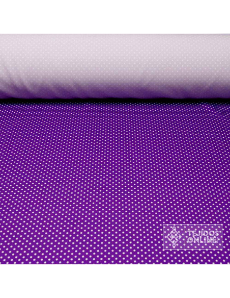 Tela Morada Lunar Blanco Pequeño - Telas de Lunares - Lunares - Imagen 1