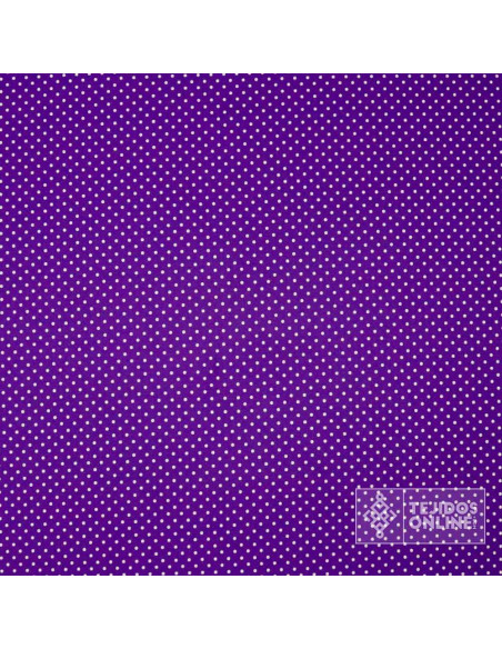 Tela Morada Lunar Blanco Pequeño - Telas de Lunares - Lunares - Imagen 3