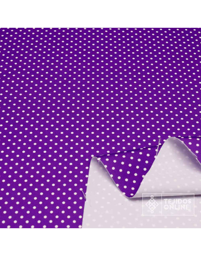 Tela Morada Lunar Blanco Pequeño - Telas de Lunares - Lunares - Imagen 2