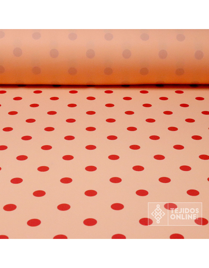 Tela Salmón Lunar Coral - Tela para Trajes de Flamenca - Telas - Imagen 1