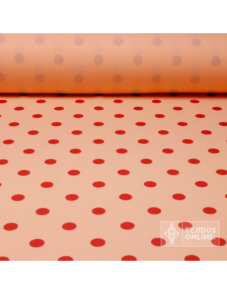 Tela Salmón Lunar Coral - Tela para Trajes de Flamenca - Telas - Imagen 1