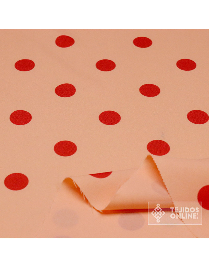 Tela Salmón Lunar Coral - Tela para Trajes de Flamenca - Telas - Imagen 2