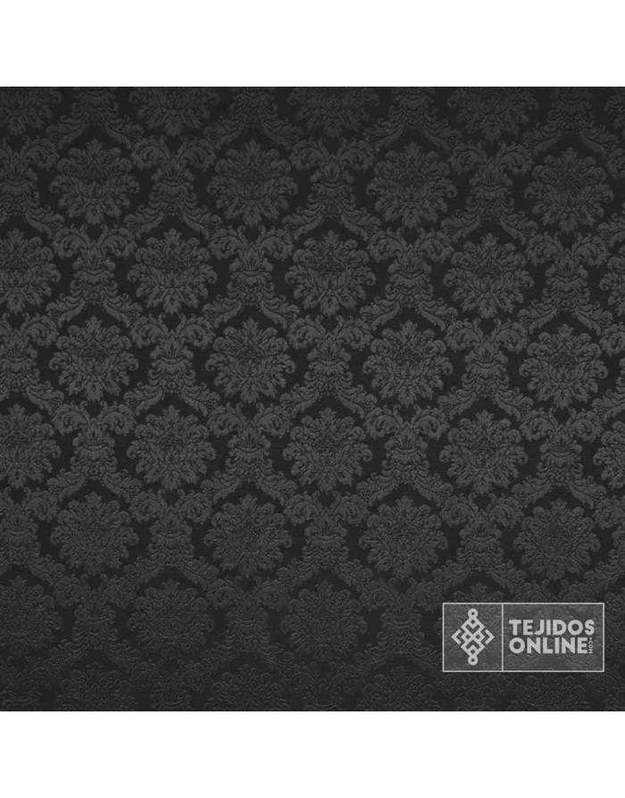 Damasco Negro Aragón - Telas de Damasco Negro - Telas Damasco - Imagen 2