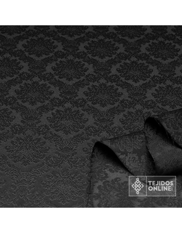 Damasco Negro Aragón - Telas de Damasco Negro - Telas Damasco - Imagen 3