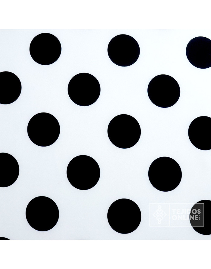 Telas de Flamenca - Tela Blanca Lunar Negro Lycra Galleta - Imagen 3