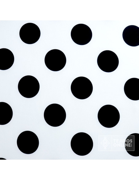 Telas de Flamenca - Tela Blanca Lunar Negro Lycra Galleta - Imagen 3