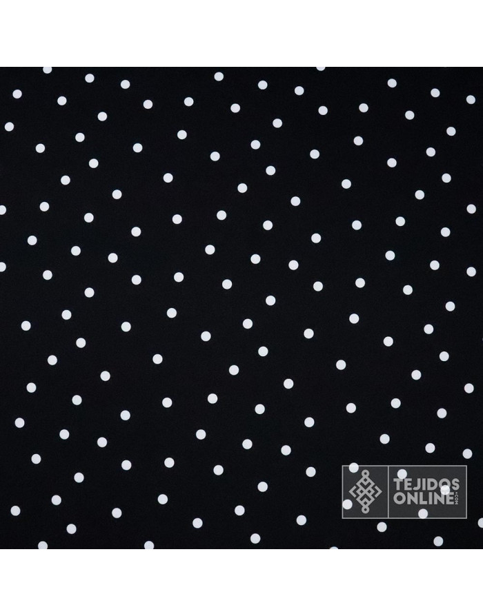Tela Negra Lunar Blanco Lycra Lenteja - Moda Flameca - Imagen 3