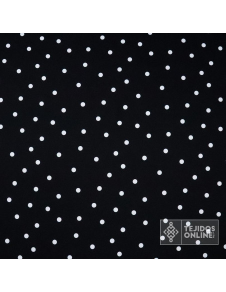 Tela Negra Lunar Blanco Lycra Lenteja - Moda Flameca - Imagen 3