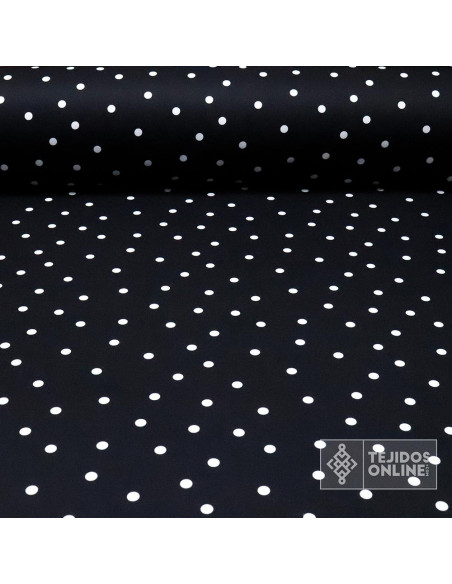 Tela Negra Lunar Blanco Lycra Lenteja - Moda Flameca - Imagen 1