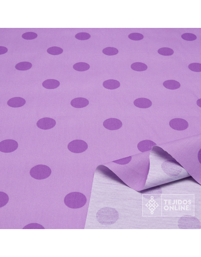 Popelín Malva Lunar Lila | Telas de Lunares Para Flamenca - Imagen 2