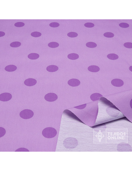 Popelín Malva Lunar Lila | Telas de Lunares Para Flamenca - Imagen 2