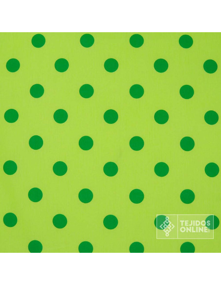 Popelín Lima Lunar Verde - Tejidos de Flamenca - Lunares - Imagen 3