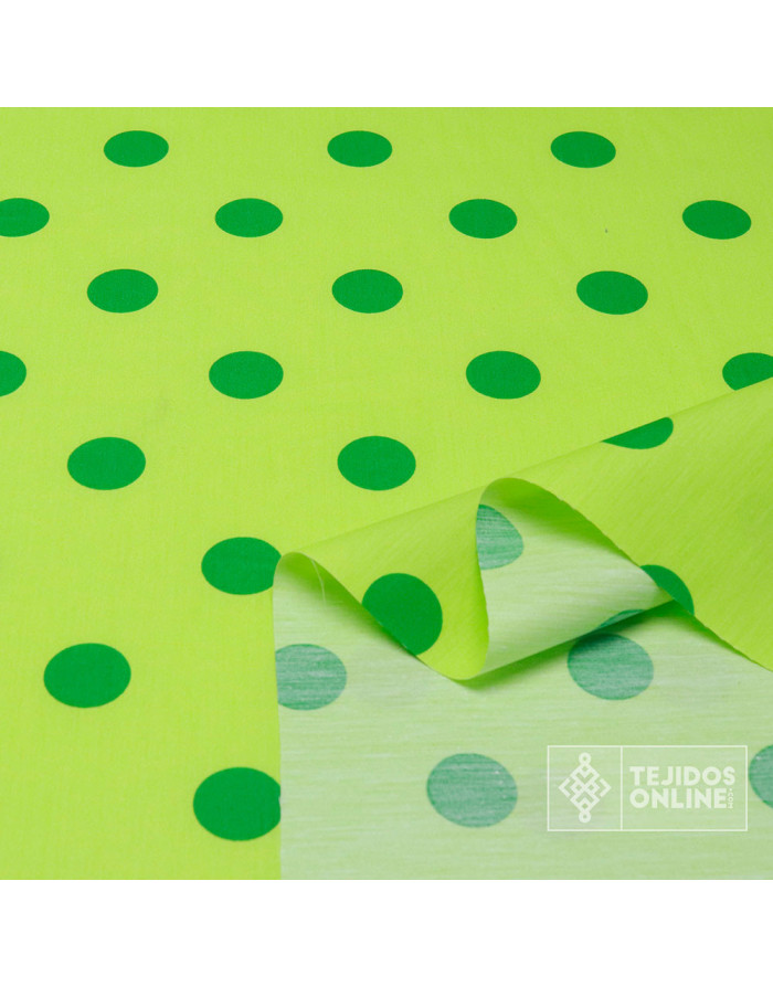 Popelín Lima Lunar Verde - Tejidos de Flamenca - Lunares - Imagen 2