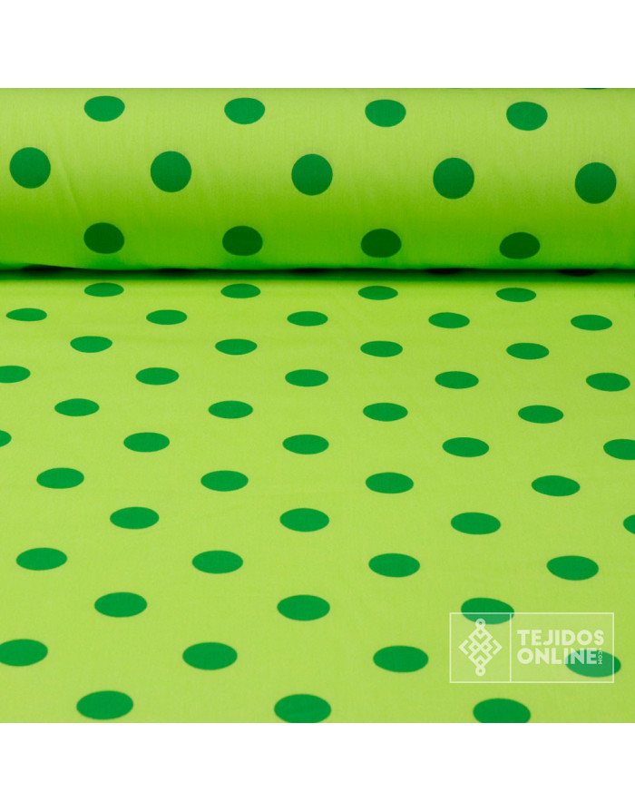 Popelín Lima Lunar Verde - Tejidos de Flamenca - Lunares - Imagen 1