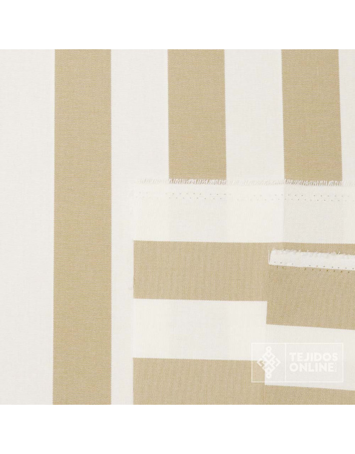 Lona Toldo Rayas Blanco y Camel  - Telas para Toldos