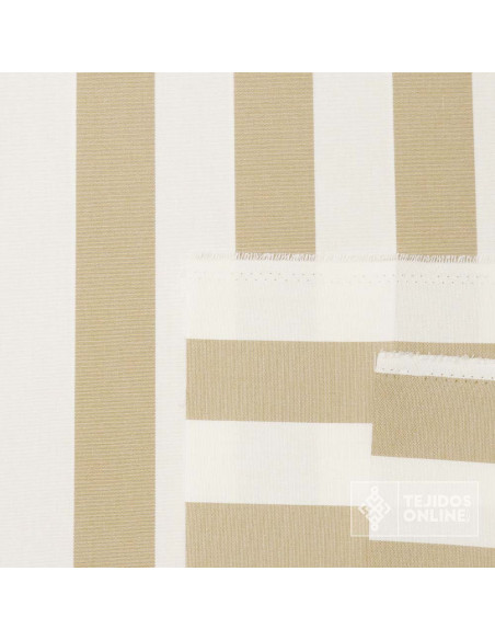 Lona Toldo Rayas Blanco y Camel  - Telas para Toldos