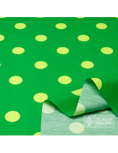 Popelín Verde Lunar Lima - Telas de Flamenca - Lunares 2