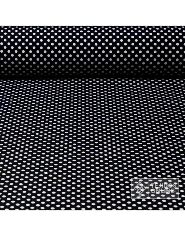 Popelín Negro Lunar Blanco Unión - Telas de Flamenca - Imagen 1