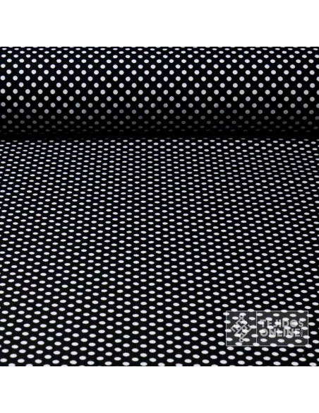 Popelín Negro Lunar Blanco Unión - Telas de Flamenca - Imagen 1